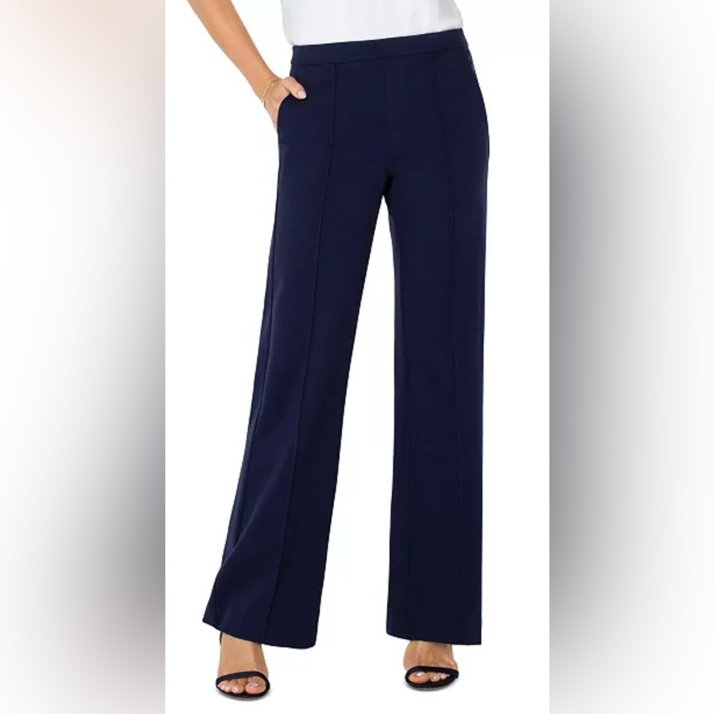 Liverpool Pearl Flare Navy Wide-Leg Women's Pants